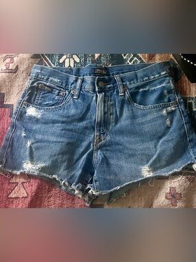 Polo by Ralph Lauren Distressed Blue cut off Denim Jean Shorts